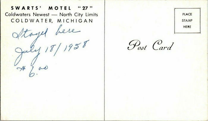 Swarts Motel - Old Postcard